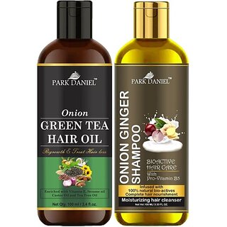                       PARK DANIEL Green Tea Oil & Onion Ginger Shampoo Combo Pack Of 2 bottle of 100 ml(200 ml) (200 ml)                                              