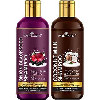 PARK DANIEL Premium Onion Blackseed Shampoo & Coconut Milk Shampoo Combo Pack Of 2 bottle of 100 ml(200 ml) (200 ml) PARK DANIEL Premium Onion Blackseed Shampoo & Coconut Milk Shampoo Combo Pack Of 2 bottle of 100 ml(200 ml) (200 ml)