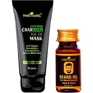                       PARK DANIEL Activated Charcoal Peel off Mask & Beard growth oil Combo pack of 2(95 gms) (2 Items in the set)                                              