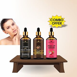 PARK DANIEL Premium Vitamin B3 Facial Serum, Nail & Cuticle Growth Oil & Pink Lip Serum Oil Combo Pack of 3 Bottles of 30 ml(90 ml) (3 Items in the set) PARK DANIEL Premium Vitamin B3 Facial Serum, Nail & Cuticle Growth Oil & Pink Lip Serum Oil Combo Pack of 3 Bottles of 30 ml(90 ml) (3 Items in the set)
