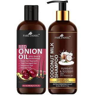 PARK DANIEL Pure and Natural Red Onion Oil & Coconut Shampoo Combo Pack Of 2 bottle of 200 ml(400 ml) (2 Items in the set) PARK DANIEL Pure and Natural Red Onion Oil & Coconut Shampoo Combo Pack Of 2 bottle of 200 ml(400 ml) (2 Items in the set)