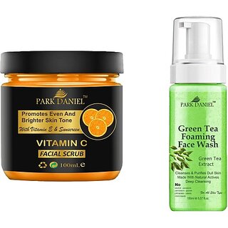 PARK DANIEL Vitamin C Scrub & Green Tea Face Wash For Blackheads Removal Combo Pack of 2 (250 ML) (2 Items in the set) PARK DANIEL Vitamin C Scrub & Green Tea Face Wash For Blackheads Removal Combo Pack of 2 (250 ML) (2 Items in the set)