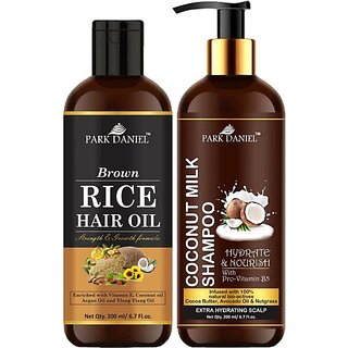 PARK DANIEL Pure and Natural Brown Rice Oil & Coconut Shampoo Combo Pack Of 2 bottle of 200 ml(400 ml) (2 Items in the set) PARK DANIEL Pure and Natural Brown Rice Oil & Coconut Shampoo Combo Pack Of 2 bottle of 200 ml(400 ml) (2 Items in the set)