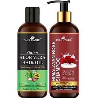 PARK DANIEL Pure and Natural Aloe Vera Oil & Rose Shampoo Combo Pack Of 2 bottle of 200 ml(400 ml) (2 Items in the set) PARK DANIEL Pure and Natural Aloe Vera Oil & Rose Shampoo Combo Pack Of 2 bottle of 200 ml(400 ml) (2 Items in the set)