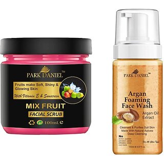 PARK DANIEL Mix Fruit Scrub & Argan Face Wash For Blackheads Removal Combo Pack of 2 (250 ML) (2 Items in the set) PARK DANIEL Mix Fruit Scrub & Argan Face Wash For Blackheads Removal Combo Pack of 2 (250 ML) (2 Items in the set)