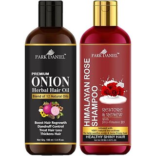 PARK DANIEL Onion Oil & Rose Shampoo Combo Pack Of 2 bottle of 100 ml(200 ml) (200 ml) PARK DANIEL Onion Oil & Rose Shampoo Combo Pack Of 2 bottle of 100 ml(200 ml) (200 ml)