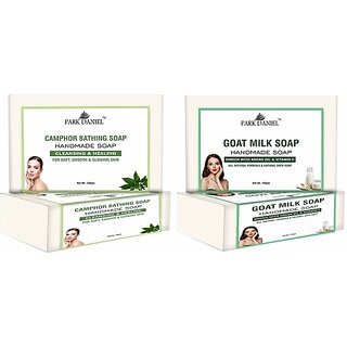 PARK DANIEL Camphor & Goat Milk Bathing Bar Soap Pack of 2 of 100Gms (200Gms) (2 x 100 g) PARK DANIEL Camphor & Goat Milk Bathing Bar Soap Pack of 2 of 100Gms (200Gms) (2 x 100 g)
