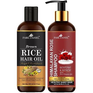                       PARK DANIEL Pure and Natural Brown Rice Oil & Rose Shampoo Combo Pack Of 2 bottle of 200 ml(400 ml) (2 Items in the set)                                              