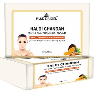                      PARK DANIEL Haldi Chandan Bathing Soap For Skin Lightening & Brightening Pack 2 of 100 grams (2 x 100 g)                                              