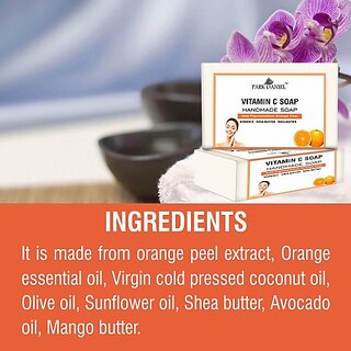 PARK DANIEL Vitamin C Bathing Bar Soap Enriched with Shea & Cocoa Butter Pack 4 of 100 grams (4 x 100 g) PARK DANIEL Vitamin C Bathing Bar Soap Enriched with Shea & Cocoa Butter Pack 4 of 100 grams (4 x 100 g)