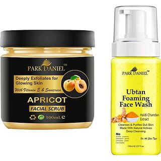                       PARK DANIEL Apricot Scrub & Ubtan Face Wash For Blackheads Removal Combo Pack of 2 (250 ML) (2 Items in the set)                                              