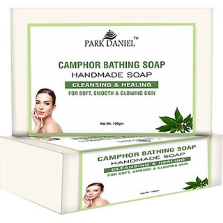                       PARK DANIEL Camphor Bathing Bar Soap for Soft, Smooth and Glowing Skin Pack 4 of 100 grams (4 x 100 g)                                              