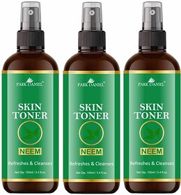 PARK DANIEL Premium Neem Skin Toner For Men & Women Combo Pack of 3 Bottles of 100 ml (300 ml ) Men & Women (300 ml)