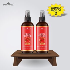 PARK DANIEL Premium Rose Skin Toner For Men & Women Combo Pack of 2 Bottles of 100 ml (200 ml ) Men & Women (200 ml)