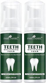 PARK DANIEL Teeth Whitening Mousse Foam Cleaning Germs Freshen Breath Pack of 2 of 60 ML Teeth Whitening Liquid (120 ml)
