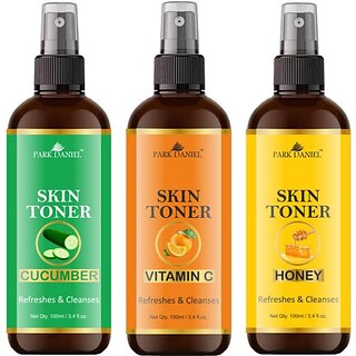                       PARK DANIEL Premium Cucumber, Vitamin C & Honey Skin Toner Combo Pack Of 3 Bottles Of 100ml (300ml) Men & Women Men & Women (300 ml)                                              