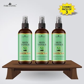                       PARK DANIEL Premium Green Tea Skin Toner For Men & Women Combo Pack of 3 Bottles of 100 ml (300 ml ) Men & Women (300 ml)                                              