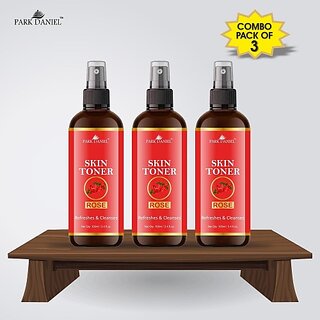 PARK DANIEL Premium Rose Skin Toner For Men & Women Combo Pack of 3 Bottles of 100 ml (300 ml ) Men & Women (300 ml) PARK DANIEL Premium Rose Skin Toner For Men & Women Combo Pack of 3 Bottles of 100 ml (300 ml ) Men & Women (300 ml)