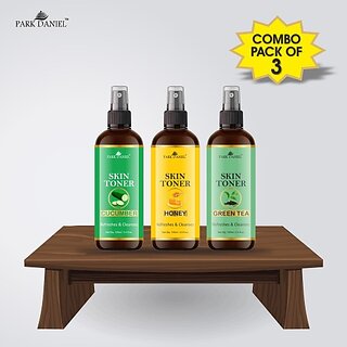                       PARK DANIEL Premium Cucumber, Honey & Green Tea Skin Toner Combo Pack Of 3 Bottles Of 100ml (300ml) Men & Women Men & Women (300 ml)                                              