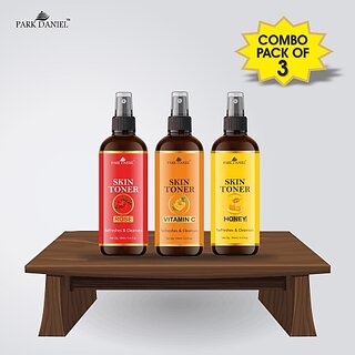                       PARK DANIEL Premium Rose, Vitamin & Honey Skin Toner Combo Pack Of 3 Bottles Of 100ml (300ml) Men & Women Men & Women (300 ml)                                              