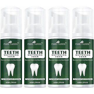                       PARK DANIEL Teeth Whitening Mousse Foam Cleaning Germs Freshen Breath Pack of 4 of 60 ML Teeth Whitening Liquid (240 ml)                                              