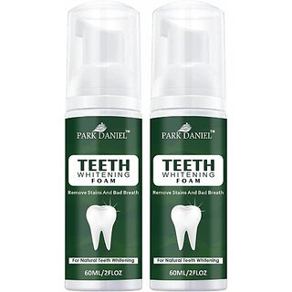                       PARK DANIEL Teeth Whitening Mousse Foam Cleaning Germs Freshen Breath Pack of 2 of 60 ML Teeth Whitening Liquid (120 ml)                                              