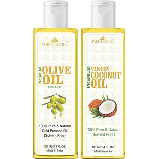 PARK DANIEL Premium Virgin Coconut oil and Olive Oil Combo pack of 2 bottles of 200 ml(400 ml) Hair Oil (400 ml) PARK DANIEL Premium Virgin Coconut oil and Olive Oil Combo pack of 2 bottles of 200 ml(400 ml) Hair Oil (400 ml)
