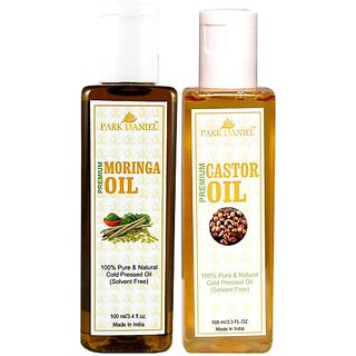                       PARK DANIEL Premium Moringa oil and Castor oil combo of 2 bottles of 100 ml (200ml) Hair Oil (200 ml)                                              