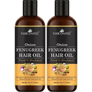                       PARK DANIEL Premium Onion Fenugreek Hair Oil Enriched With Vitamin E - For Hair Growth & Shine Combo Pack 2 Bottle of 100 ml(200 ml) Hair Oil (200 ml)                                              