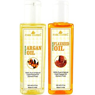                       PARK DANIEL Premium Argan oil and Flaxseed oil combo of 2 bottles of 100 ml (200ml) Hair Oil (200 ml)                                              