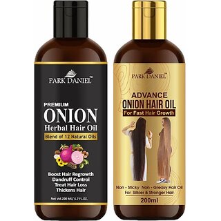                       PARK DANIEL Premium Onion Herbal Hair Oil & Advance Onion Hair Oil Combo of 200ml(400ml) Hair Oil (400 ml)                                              