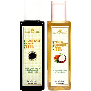 PARK DANIEL Organic Coconut oil and Black seed oil(Kalonji) combo pack of 2 bottles of 100 ml(200 ml) Hair Oil (200 ml) PARK DANIEL Organic Coconut oil and Black seed oil(Kalonji) combo pack of 2 bottles of 100 ml(200 ml) Hair Oil (200 ml)