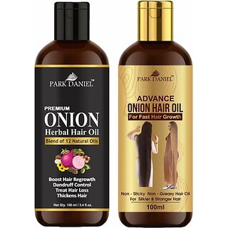 PARK DANIEL Onion Herbal Hair Oil & Advance Onion Hair Oil Combo Pack Of 2 of 100 ml(200 ml) Hair Oil (200 ml) PARK DANIEL Onion Herbal Hair Oil & Advance Onion Hair Oil Combo Pack Of 2 of 100 ml(200 ml) Hair Oil (200 ml)