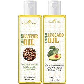                       PARK DANIEL Organic Avocado oil and Castor oil combo pack of 2 bottles of 100 ml(200 ml) Hair Oil (200 ml)                                              