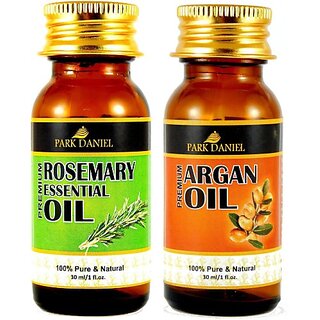                       PARK DANIEL Rosemary Essential Oil and Argan Oil- 100 % Pure and Natural Combo of 2 No. Bottles(60 ml) Hair Oil (60 ml)                                              