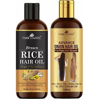                       PARK DANIEL Brown Rice Hair Oil & Advance Hair Oil Combo Pack Of 2 bottles of 100 ml(200 ml) Hair Oil (200 ml)                                              