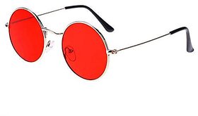 29K Unisex Round Red /Silver Frame Sunglasses (Pack of 1)