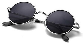 29K Unisex Black Round Frame Sunglasses