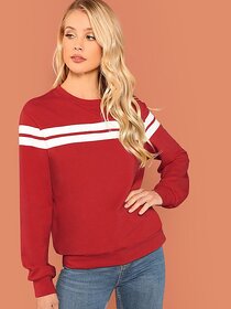 Vivient Women Red Front Stripe Pullover