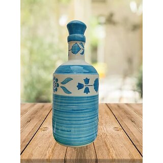                       Artfire Studio Sky Blue Floral Ceramic Oil Dispenser 1000 Ml for Kitchen,Oil Bottle,Oil Sprayer,Vinegar Bottle                                              