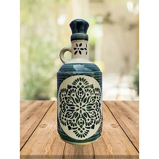                       Artfire Studio Gray Floral Ceramic Oil Dispenser 1000 Ml for Kitchen,Oil Bottle,Oil Sprayer,Vinegar Bottle                                              