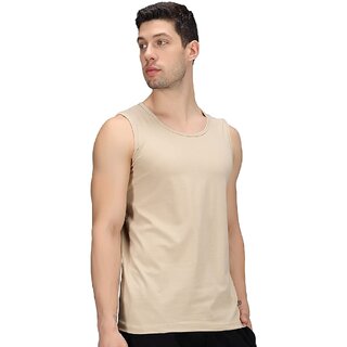                       29K Men's Beige Cotton Blended Vest                                              