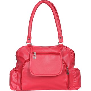 Women Shoulder Bags Faux PU Leather Regular Use Handbags for Ladies (Red)