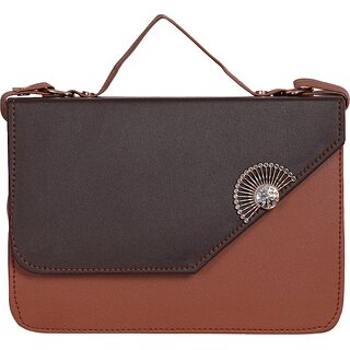 Women Shoulder Bags Faux PU Leather Regular Use Handbags for Ladies (Tan, Brown)