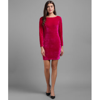                       Vivient Women Pink Velvet Short Dress                                              