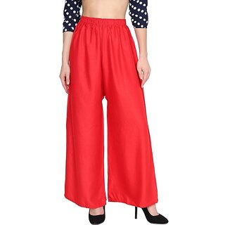                       29K Pack of 1 Red Rayon Palazzo - (ME-RP-Red)                                              