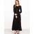 Vivient Women Black Plain Round Neck Long Dress