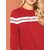 Vivient Women Red Front Stripe Pullover