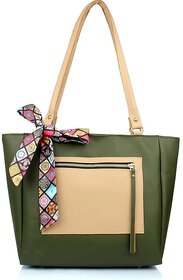 29K Green Cream Ribbon Tote Bag for Women