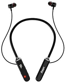 Foxin FoxBeat 150 Wireless Bluetooth 5.0 Upto 25 Hours Working Time Digital Display Lightweight Ergonomic Neckband Voice Asistence IPX4 Sweat-Resistant Magnetic Earbuds (Shoot Black)